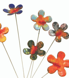 Copper Enamel Flowers - Small