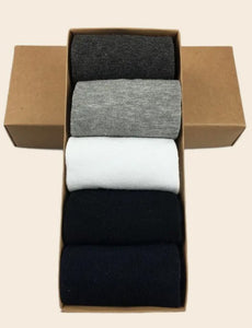 Solid Cotton Socks - 5 per Pack