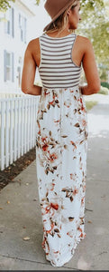 Striped Floral Maxi Dress - One Left!