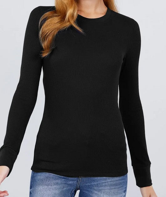 Long Sleeve Thermal Knit Top