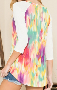 Bright Colors w/ Contrast Sleeve Top