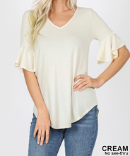 Load image into Gallery viewer, Waterfall Sleeve Top PLUS SIZES - Choose Color