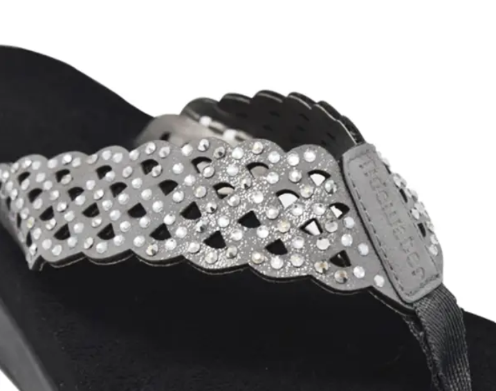 Studded Pewter Wedge Shoes